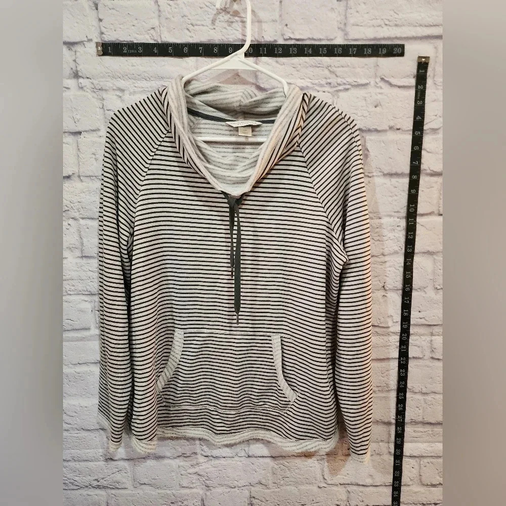 Christopher & Banks gray and white striped cowl neck pullover Size Medium Petite